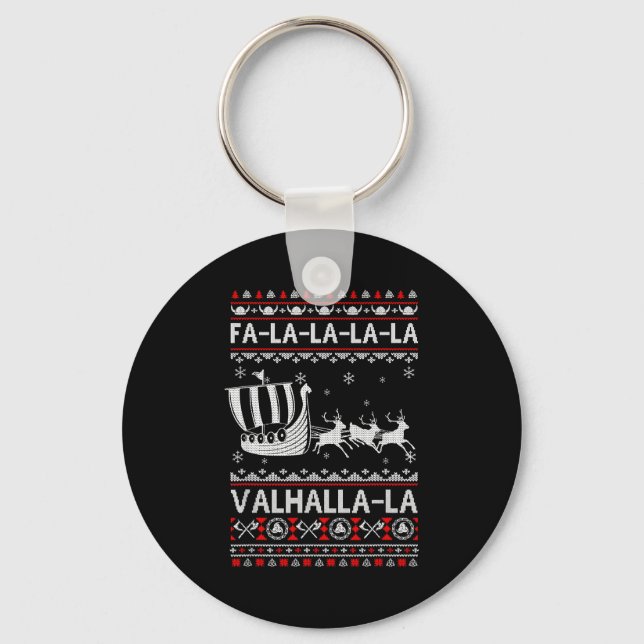 Chaveiro Fa La La Valhalla Viking Ship Christmas Xmas Ugly  (Frente)