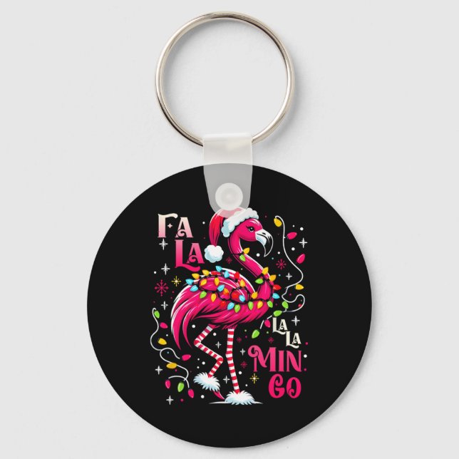 Chaveiro Fa Lala Mingo Flamingo Christmas Tropical Xmas Tre (Frente)