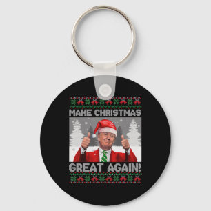 Chaveiro Faça o Natal Grande Novamente Roupas de Trump Engr