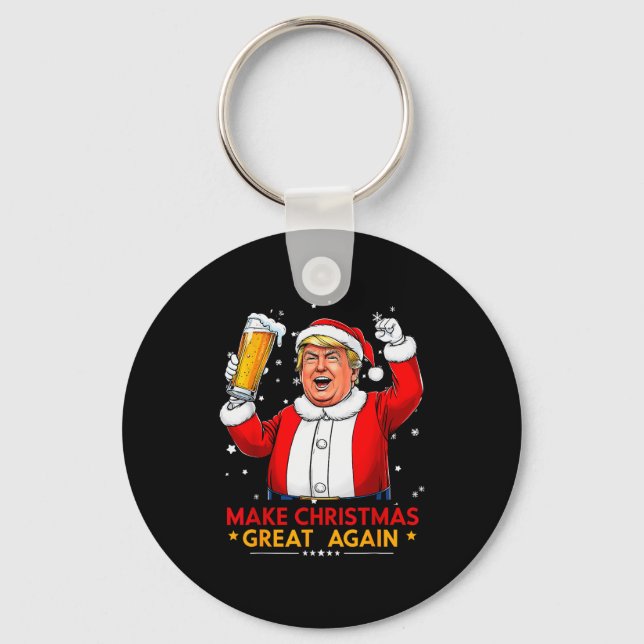 Chaveiro Faça o Natal Grande Novamente Trump Bandeira Ameri (Frente)