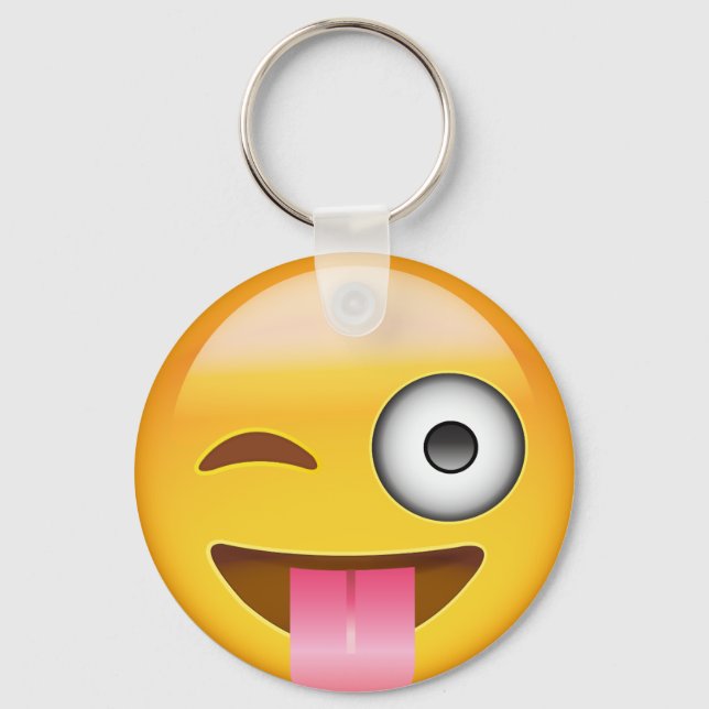 Chaveiro Face Com A Língua Enfiada E Olhos Emoji Piscados (Frente)