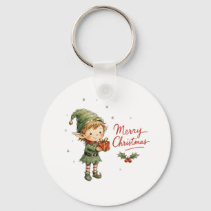 Chaveiro Fada de Natal Fofo com Caixa de Presente