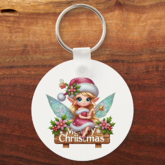 Chaveiro Fada Festiva de Natal Alegre