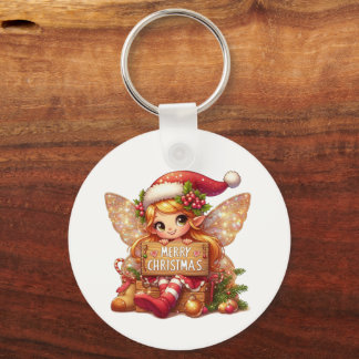 Chaveiro Fada Festiva de Natal Alegre