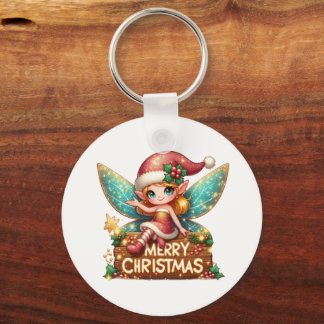Chaveiro Fada Festiva de Natal Alegre