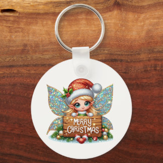 Chaveiro Fada Festiva de Natal Alegre