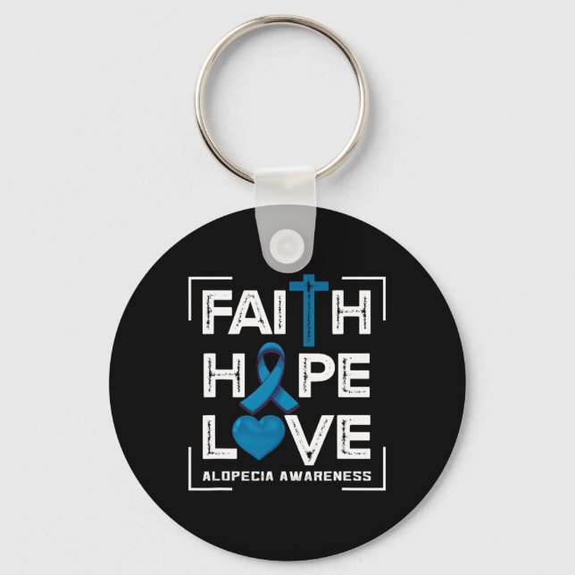 Chaveiro Faith Hope ama Alopecia Consciência 1 (Frente)