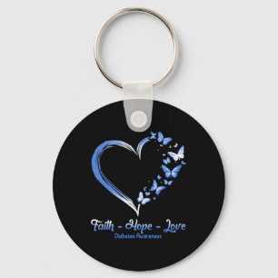 Chaveiro Faith Hope ama Diabetes Sensibilização Borboleta d