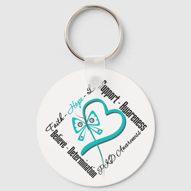 Chaveiro Faith Hope Love Butterfly - Consciência PKD (Frente)
