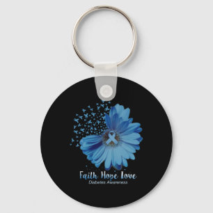 Chaveiro Faith Hope Love Diabetes Consciência Sunflower