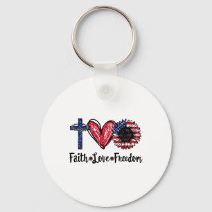 Chaveiro Faith Love Freedom Sunflower Jesus bandeira americ