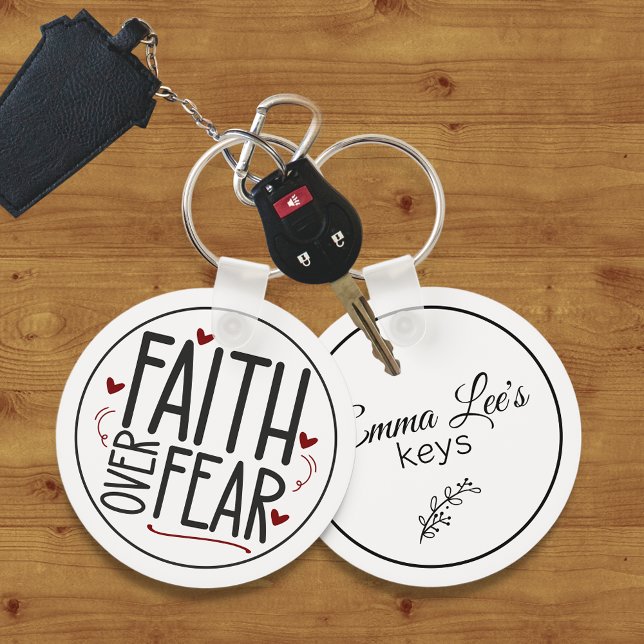 Chaveiro Faith Over Fear Religious Quote Customizable (Criador carregado)