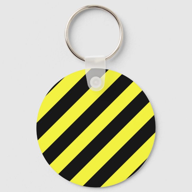Chaveiro faixas diagonais preto e amarelo (Frente)