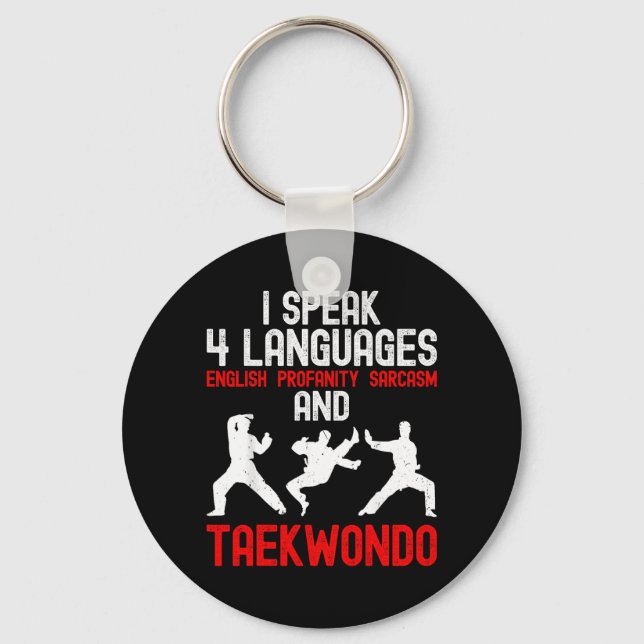 Chaveiro Falar 4 Idiomas e Taekwondo - Artes Marciais (Frente)