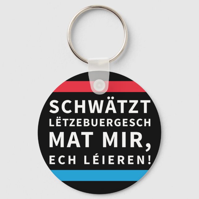 Chaveiro Fale em Luxembourgish Key Chain Black (Frente)