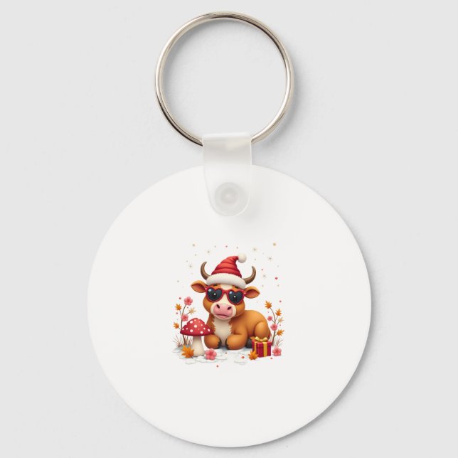 Chaveiro Fall Highland Cow Pumpkin Bow Christmas Girls Kids (Frente)