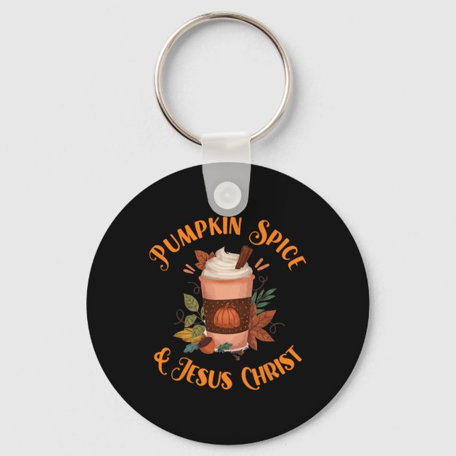 Chaveiro Fall Season Cute Pumpkin Spice E Jesus Cristo (Frente)