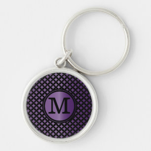 Chaveiro Falso Amethyst e monograma chique preto