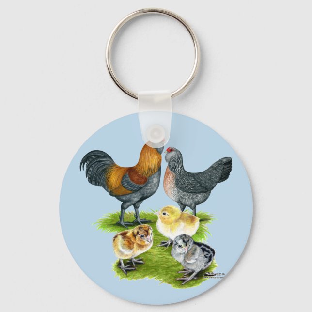 Chaveiro Família de Galinhas Ameraucana (Frente)