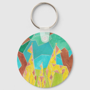 Chaveiro Família de Girafas Arte Abstrata Original