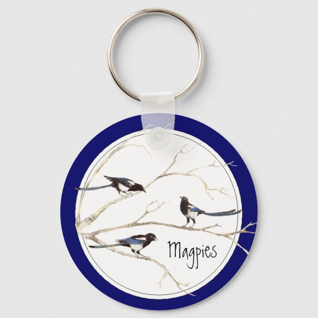 Chaveiro Família Magpie para personalizar, coleção de pássa (Frente)