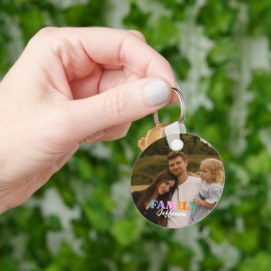 Chaveiro Família minimalista de fotos com script moderno