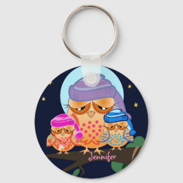 Chaveiro Família Sleepy Owl com nome personalizado