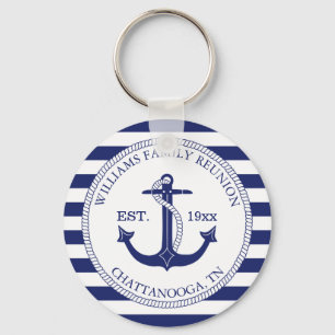 Chaveiro Family Reunion Nautical Anchor Monogram Striped