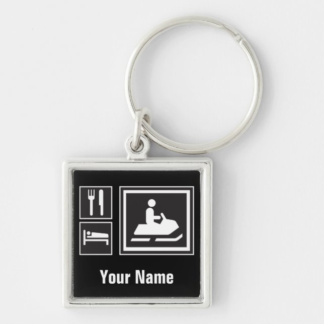 Chaveiro Fanático do Snowmobile - coma, durma, vá (Frente)