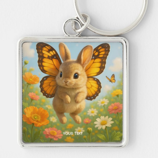Chaveiro Fantasia Coelhinho Fofo Flores Asas (Frente)