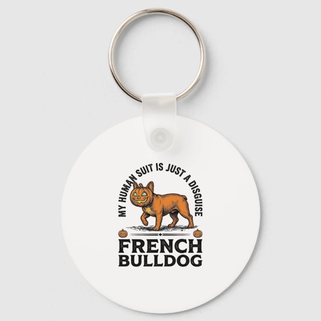 Chaveiro Fantasia de Abóbora para Bulldog Francês de Hallow (Frente)