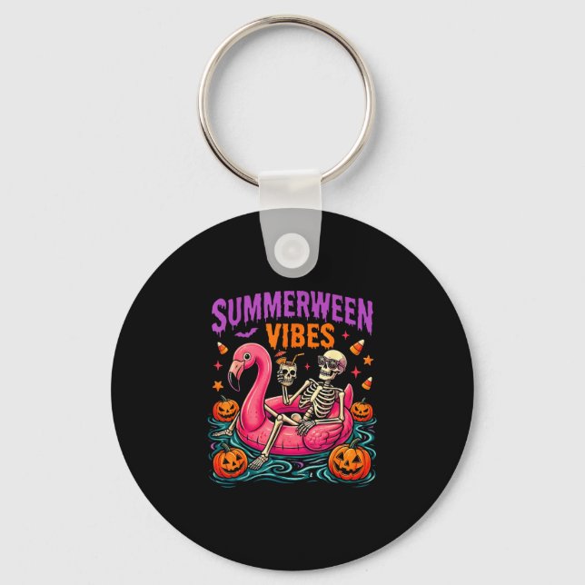 Chaveiro Fantasia de esqueleto de Halloween de verão assust (Frente)