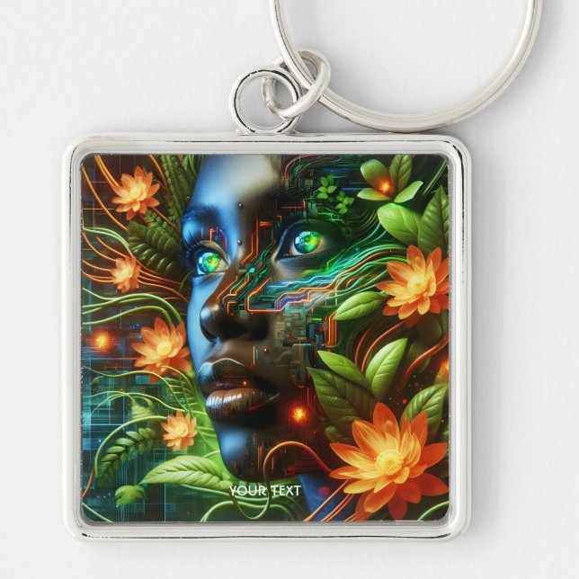Chaveiro Fantasia Menina Laranja Verde Fofa (Frente)