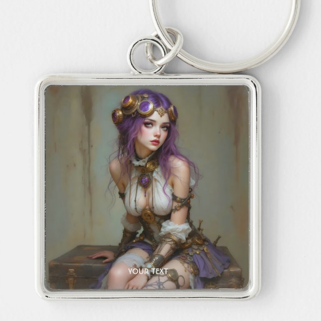 Chaveiro Fantasia Menina Roxa Fofo Steampunk (Frente)