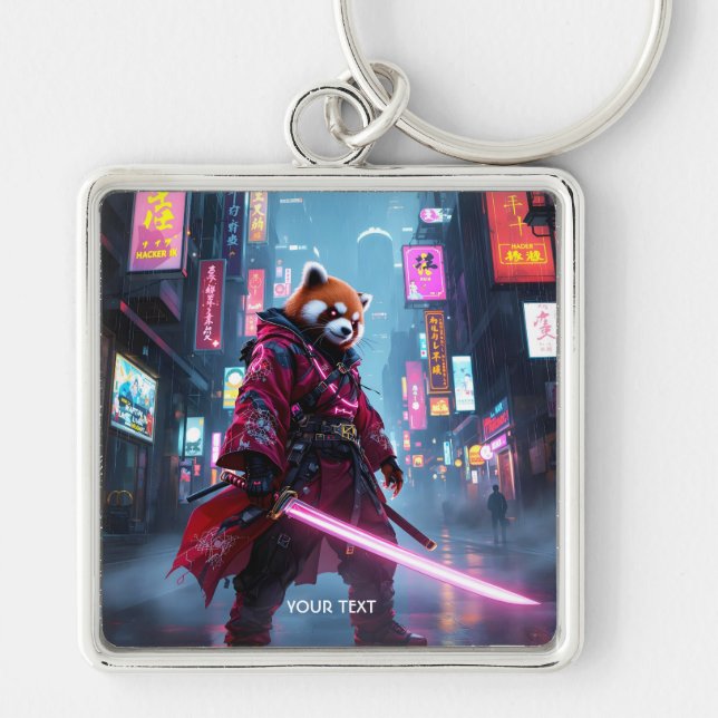 Chaveiro Fantasia Panda Vermelho Samurai Fofo (Frente)