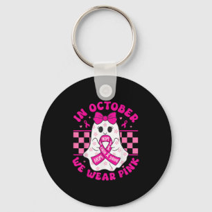 Chaveiro Fantasma Assustador de Halloween Rosa Conscientiza