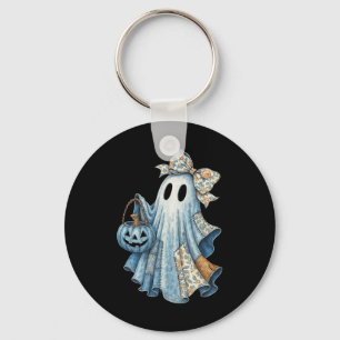 Chaveiro Fantasma Bonita Denim Com Aesthet De Halloween De