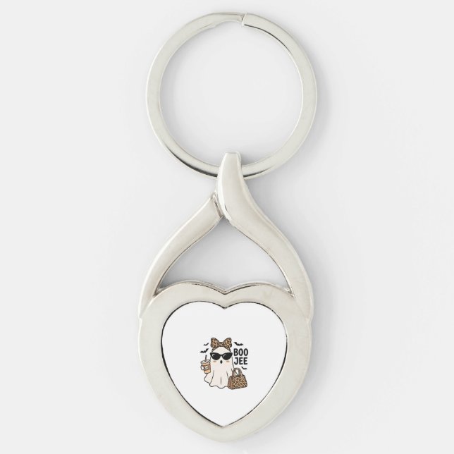 Chaveiro Fantasma Boo Jee Halloween Arco de Leopardo Design (Frente)