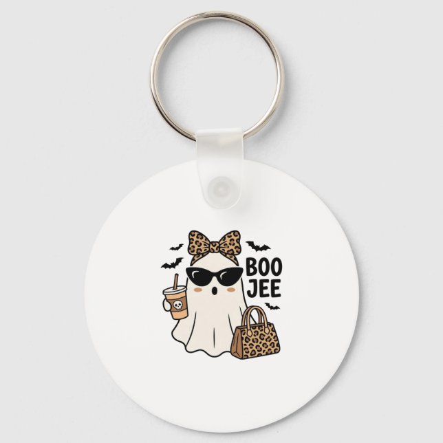 Chaveiro Fantasma Boo Jee Halloween Arco de Leopardo Design (Frente)