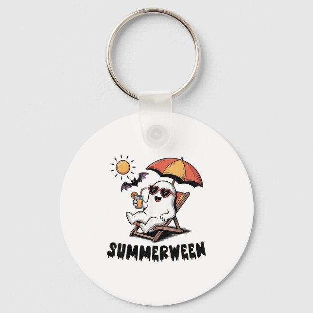 Chaveiro Fantasma Cute Spooky Com Vibas De Verão (Frente)