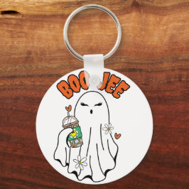 Chaveiro Fantasma de Boo-Jee Halloween com café gelado na m