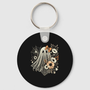 Chaveiro Fantasma de Halloween com Flores Vintage 
