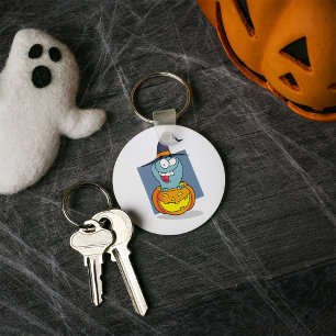 Chaveiro Fantasma de Halloween na Bruxa Louca de Pumpkin