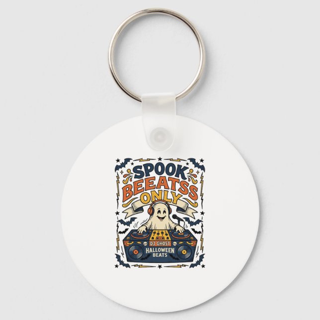 Chaveiro Fantasma DJ Spooky Beats Gravação Vintage Hallowee (Frente)