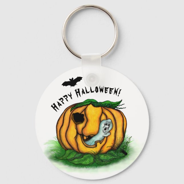 Chaveiro Fantasma do Halloween, Bat, Ghost e Spider (Frente)
