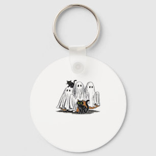 Chaveiro Fantasma e Camisa-T de Gato de Halloween Retro