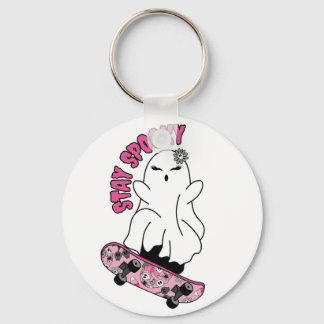 Chaveiro Fantasma "Fique Louco" em um skate - Legal rosa