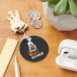 Chaveiro Fantasma Fofo e Abóbora Feliz Halloween