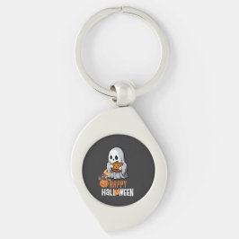 Chaveiro Fantasma Fofo e Abóbora Feliz Halloween