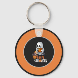 Chaveiro Fantasma Fofo e Abóbora Feliz Halloween